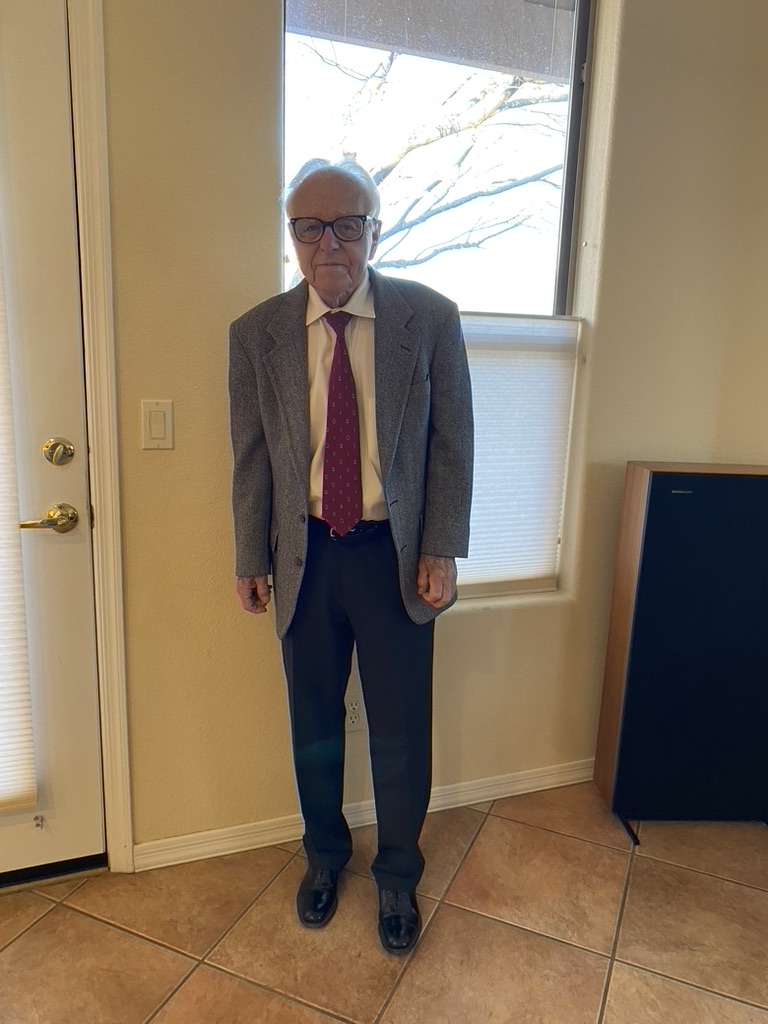 Photo of Dad dressed in a suit for Valentines.